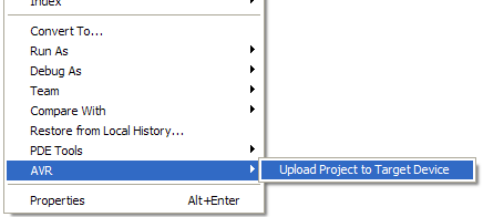 avrdude via project menu