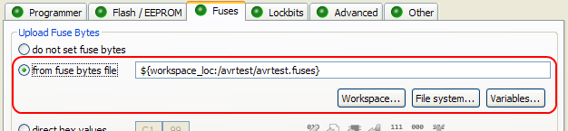 fuses file selection